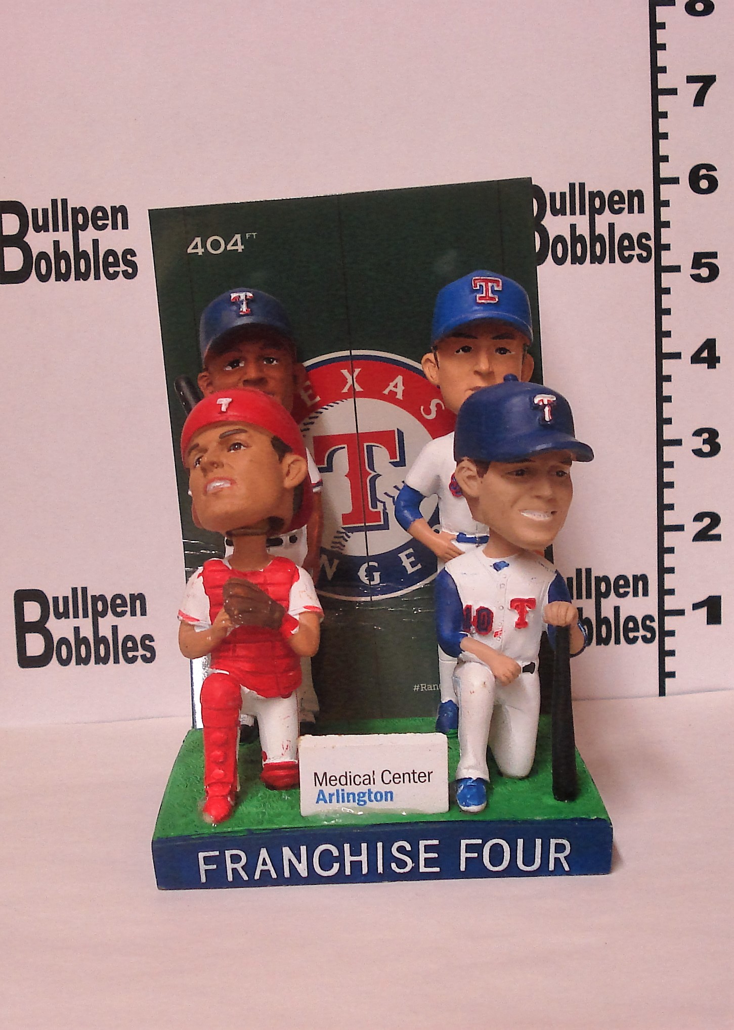 Adrian Beltre, Michael Young, Ivan Rodriguez, and Nolan Ryan bobblehead