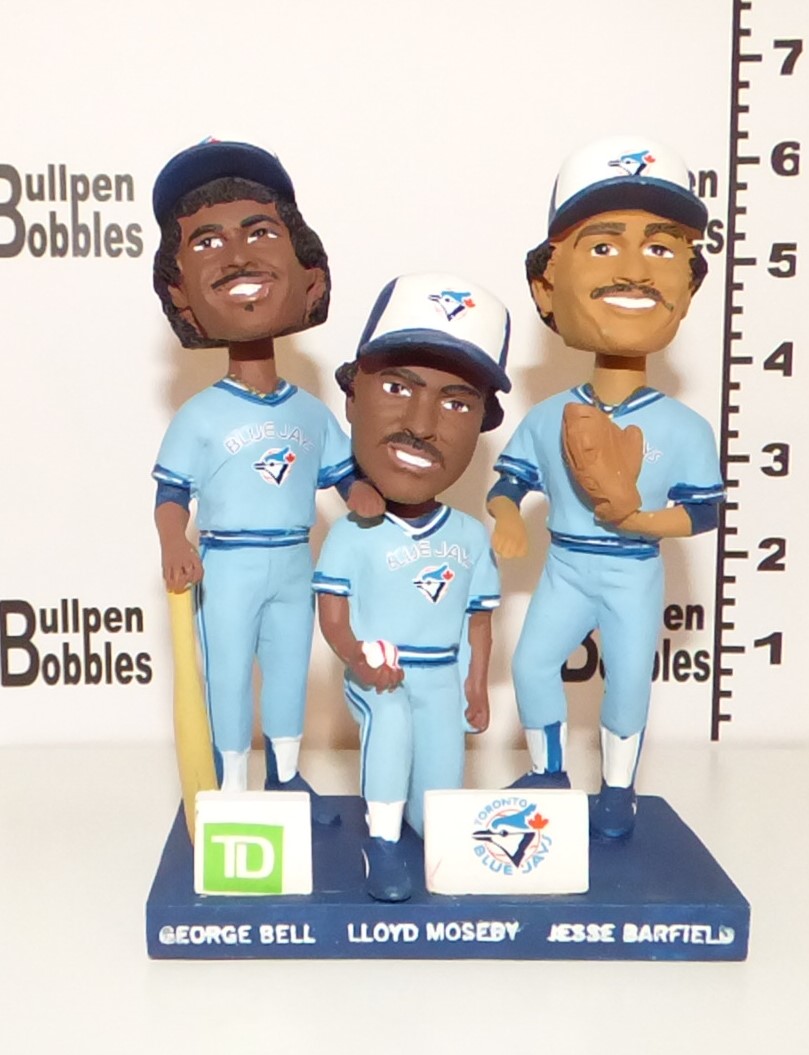 George Bell, Lloyd Moseby and Jesse Barfield bobblehead