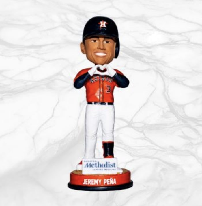 Houston Astros Jeremy Pena Heart Hands Bobblehead SGA & Skull Shirt Med  Nwt+bag