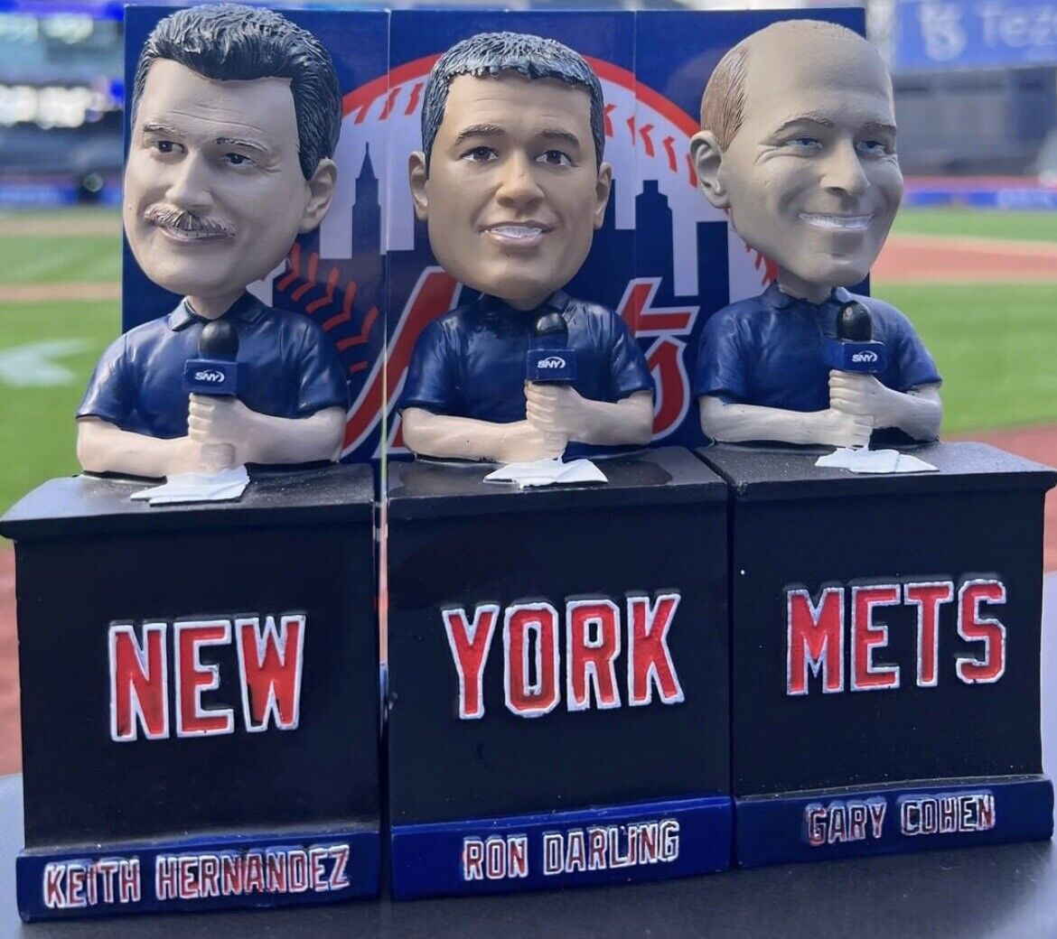 Keith Hernandez, Ron Darling, and Gary Cohen bobblehead