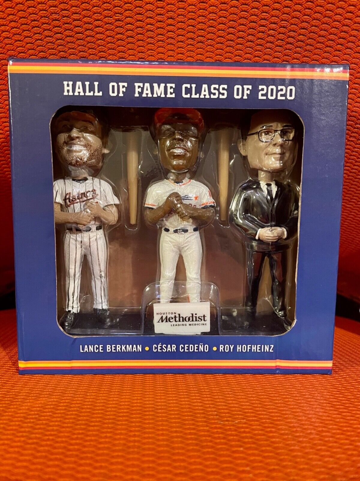 Lance Berkman, Cesar Cedeno, and Roy Hofheinz bobblehead