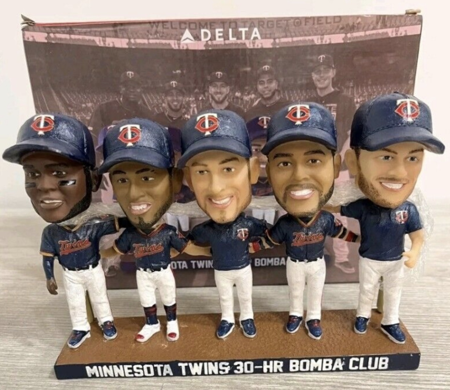 Miguel Sano, Eddie Rosario, Mitch Garver, Nelson Cruz, and Max Kepler bobblehead