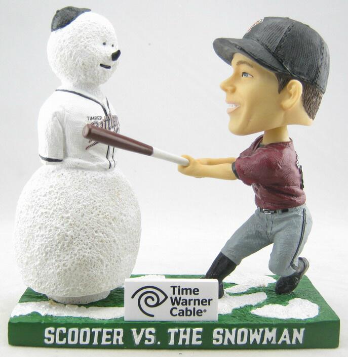 Scooter Gennett vs. the Snowman bobblehead